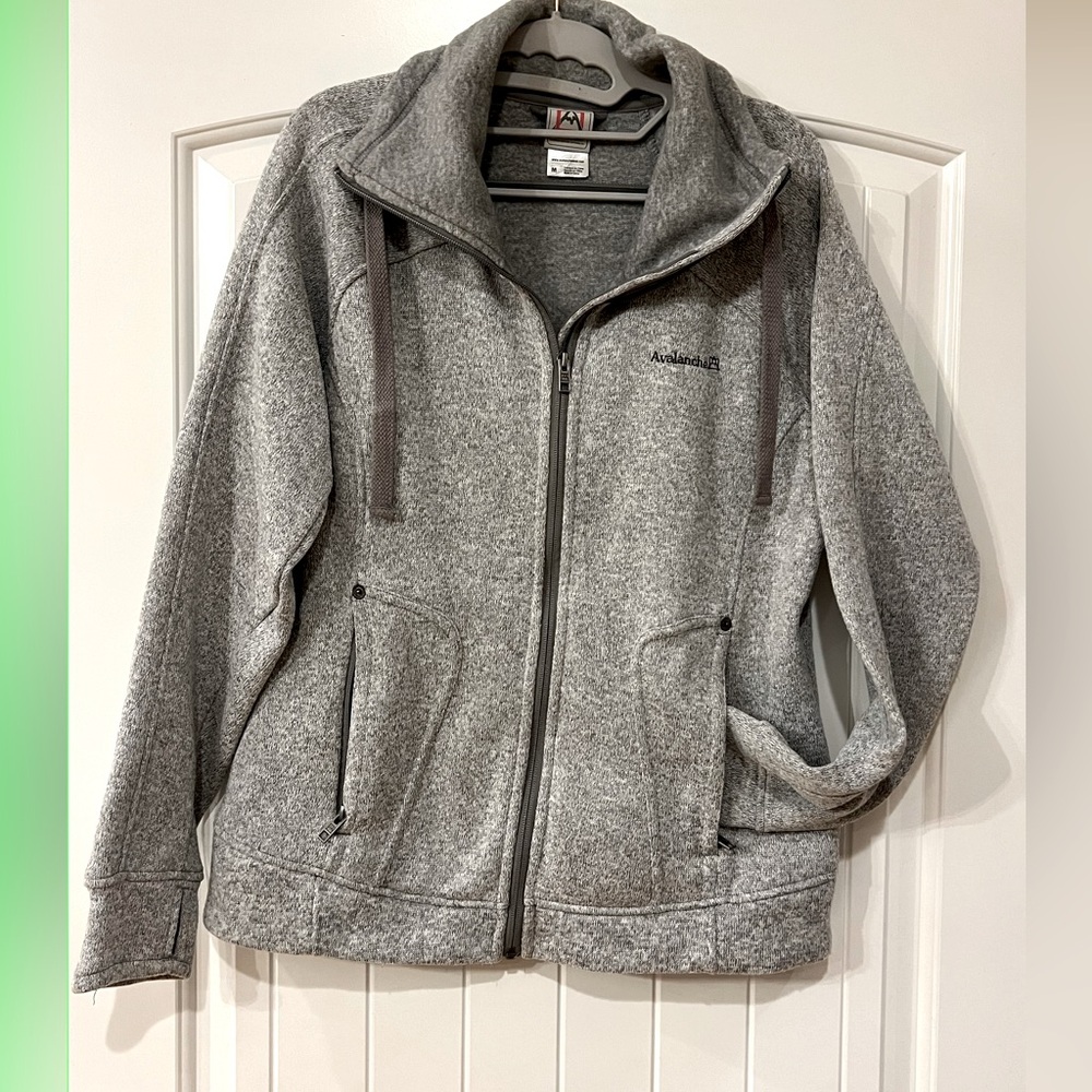 Avalanche Women's Full Zip Up Sweater Knit Jacket- Heathered gray- size medium